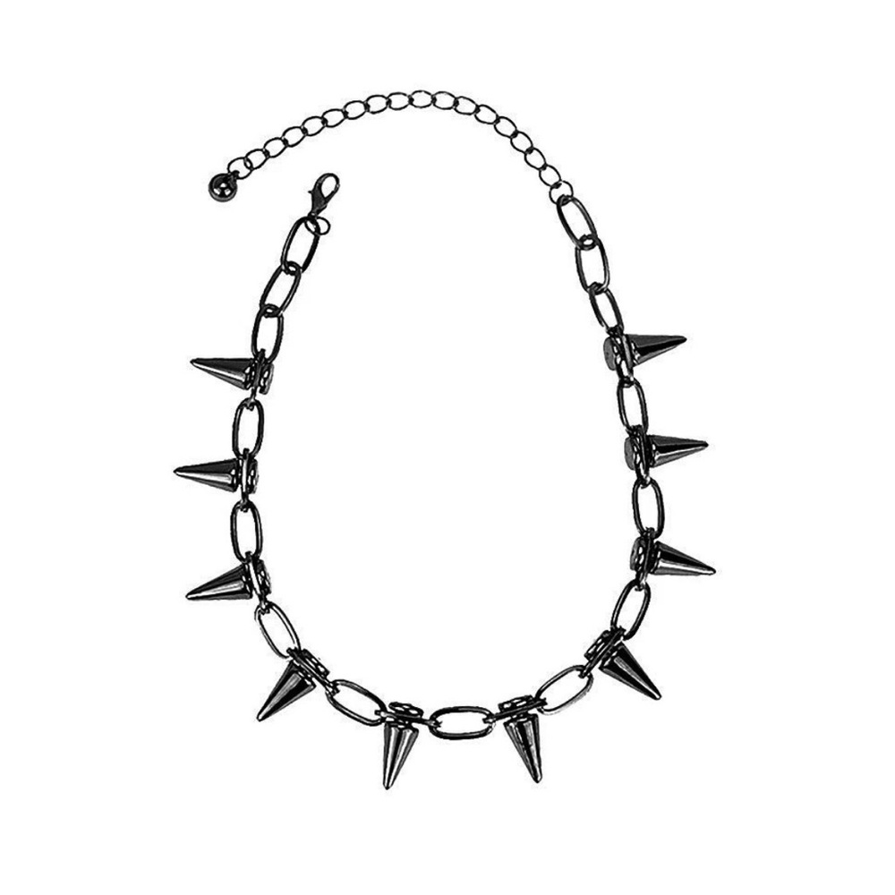 Silver Spike Chain Choker Necklace